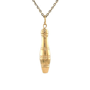 Gold bowling pin pendant 14 kt