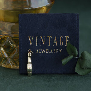 Gold vintage bowling pin pendant 14 kt