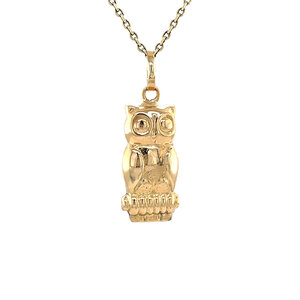 Gold owl pendant 14 carat