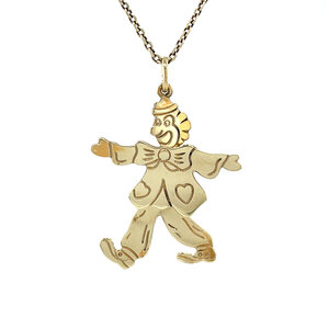 Golden clown pendant 14 kt