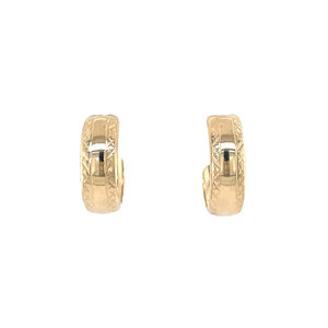 Gold stud earrings with engraving 14 kt