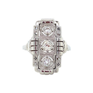 White gold ring with diamond 14 kt/950