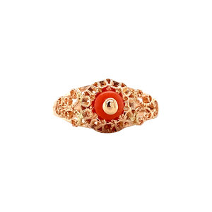 Rose-gold ring with blood coral 14 kt