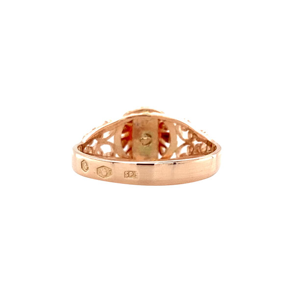 vintage Roségouden vintage ring met bloedkoraal 14 krt