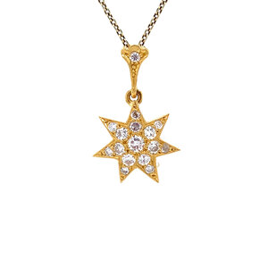 Gouden ster hanger met diamant 22 krt