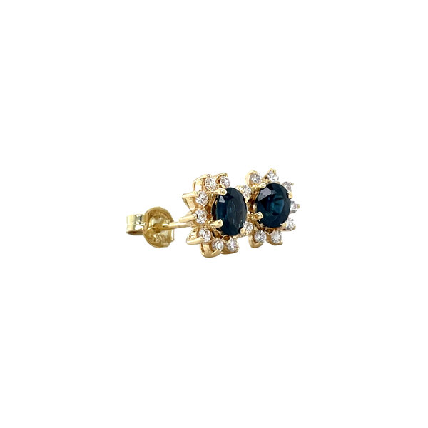 vintage Gouden vintage entourage oorstekers met saffier en zirkonia 14 krt