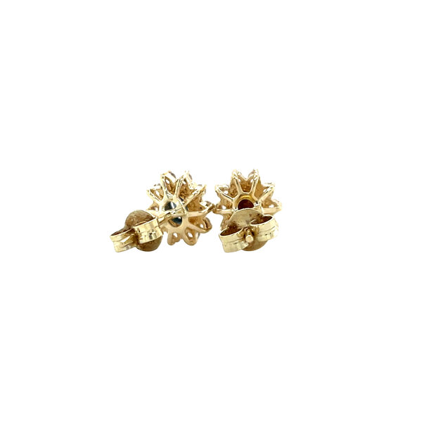 vintage Gouden vintage entourage oorstekers met saffier en zirkonia 14 krt