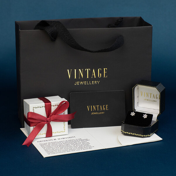 vintage Gouden vintage entourage oorstekers met saffier en zirkonia 14 krt
