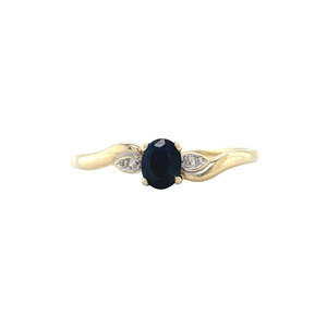 Gouden ring met saffier en diamant 14 krt