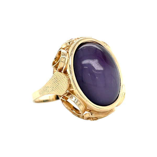 vintage Gouden vintage ring met kleursteen 14 krt