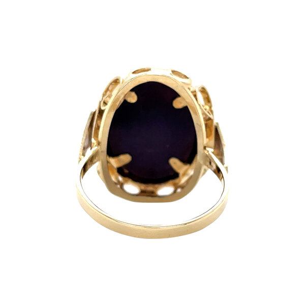 vintage Gouden vintage ring met kleursteen 14 krt