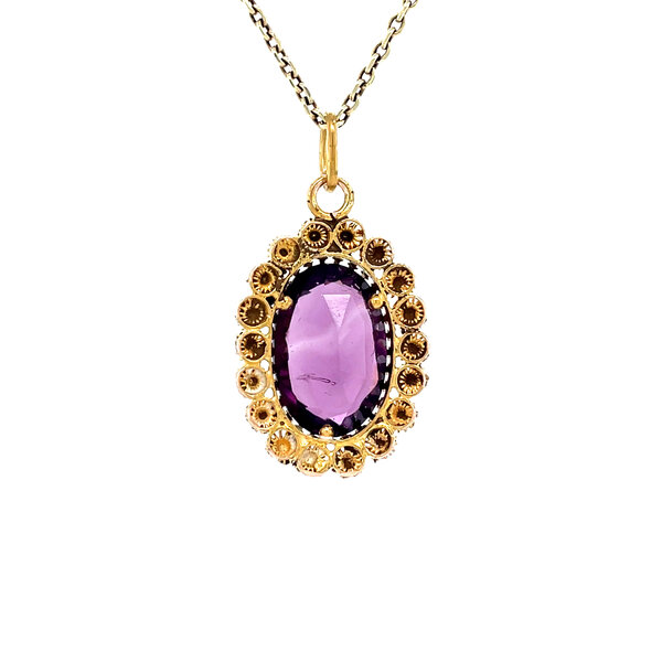 vintage Gold vintage pendant with colored stone 20 kt