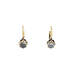 Gold earrings with rose-cut diamond 14 carat
