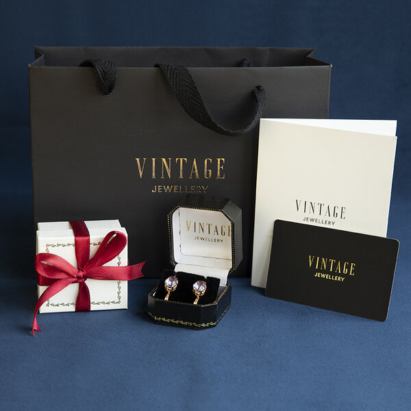 vintage Gouden vintage oorhangers met roosdiamant 14 krt