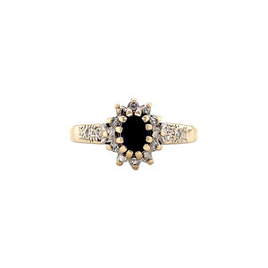 Ring met saffier en diamant 9 krt