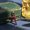 vintage Roségouden vintage kruis hanger met granaat 14 krt