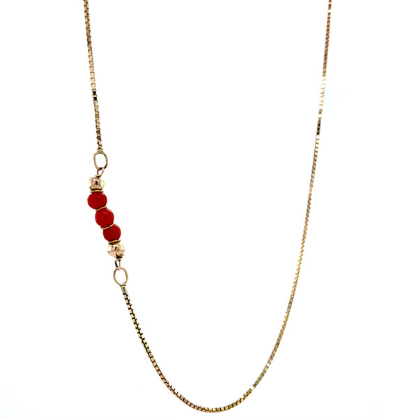 vintage Gold necklace with blood coral 14 carat