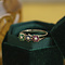 vintage Gouden entourage rijring met saffier, smaragd, robijn en diamant 14 krt