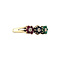 vintage Gouden entourage rijring met saffier, smaragd, robijn en diamant 14 krt