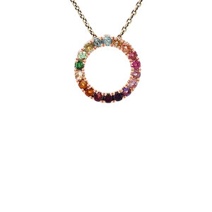 Roségouden Rainbow forest Gassan hanger met gekleurde edelstenen 14 krt