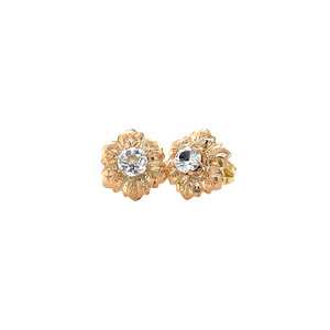 Gold stud earrings with topaz 14 kt