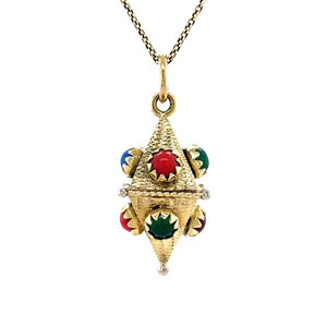 Gold pendant with colored stone 14 kt