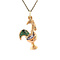 vintage Rose-gold vintage rooster pendant with enamel 14 kt