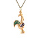 vintage Rose-gold vintage rooster pendant with enamel 14 kt
