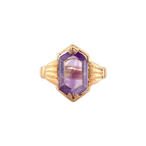 Roségouden ring met amethist 14 krt