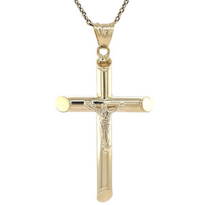 Gold cross with Jesus pendant 14 kt