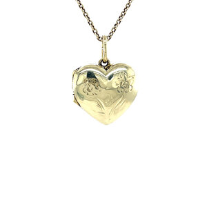 Gouden hart medaillon met gravure 14 krt