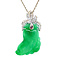 vintage White gold vintage pendant with jade and diamond 14 kt