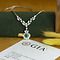 vintage White gold vintage entourage necklace with diamond and emerald pendant 14 kt