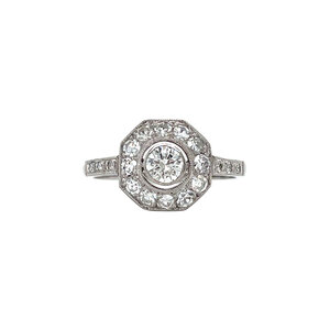 Witgouden ring met diamant 14 kt