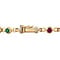 vintage Gouden vintage armband met robijn, saffier, smaragd en diamant 14 kt