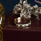 vintage Gouden vintage rijring met robijn, saffier, agaat en zirkonia 14 kt
