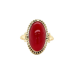 Gold ring with blood coral 14 kt