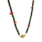 vintage Vintage jade met bloedkoraal collier met sluiting met diamant 14 kt