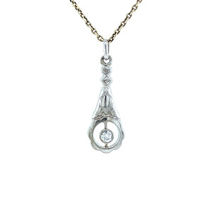 White gold pendant with diamond 14 kt