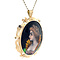 vintage Gouden vintage hanger met emaille broche 14 kt