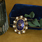 vintage Gouden vintage entourage hanger met emaille, kleursteen en parel 18 kt