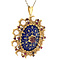 vintage Gouden vintage entourage hanger met emaille, kleursteen en parel 18 kt