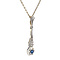 vintage Bicolour gouden vintage art deco hanger met saffier en diamant 14 kt