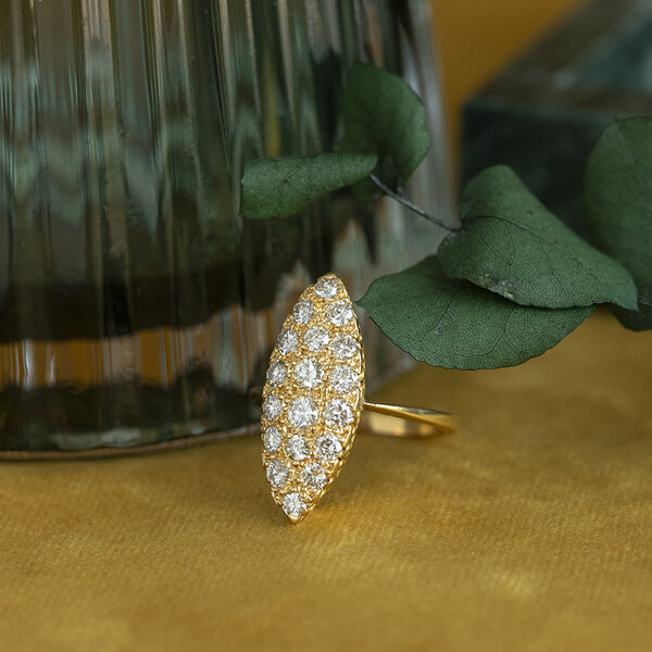 vintage Gouden vintage Victoriaanse ring met diamant 20 kt