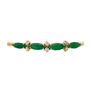 Gold bracelet with jade and diamond 20 kt