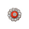 vintage Vintage platina entourage ring met diamant en bloedkoraal 900