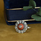 vintage Vintage platina entourage ring met diamant en bloedkoraal 900