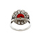 vintage Vintage platina entourage ring met diamant en bloedkoraal 900