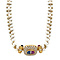 vintage Vintage parel collier met gouden sluiting met saffier en diamant 18 kt