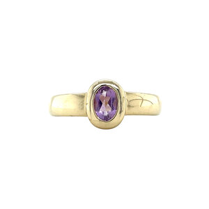 Gouden ring met amethist 14 krt
